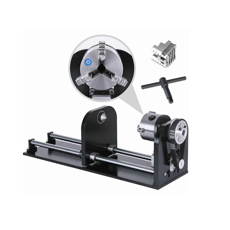 DISPOSITIVO ROTATIVO CON MANDRIL Y SOPORTE PARA MAQUINAS LASER CNC MAQUINAS 9060 PRO Y 1390 PRO