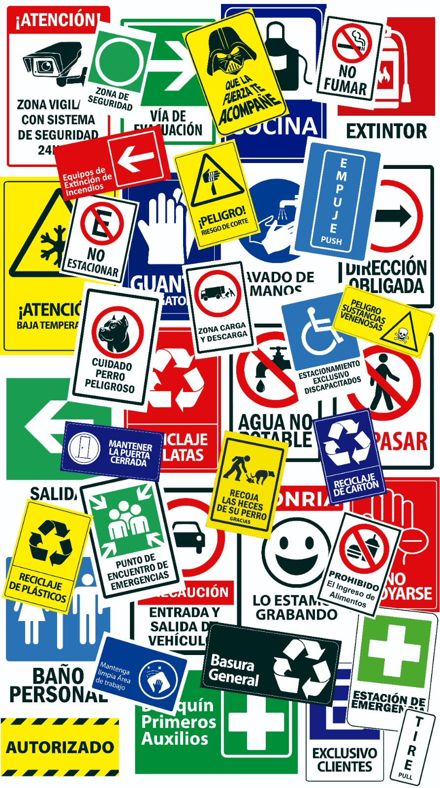 SEÑALETICAS AUTOADHESIVAS DE 30X20 CMS VARIEDAD DE DISEÑOS