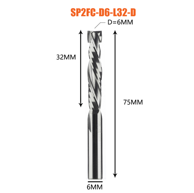 FRESA DE 2 FILOS DE COMPRESION DE 6MM DE DIAM. Y 32MM DE LARGO DREANIQUE SP2FC-D6.0-L32