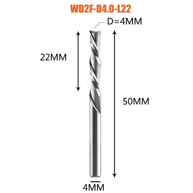 FRESA DE 2 FILOS DOWNCUT DE 4MM DE DIAM. Y 22MM DE LARGO DREANIQUE WD2F-D4.0-L22