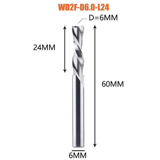FRESA DE 2 FILOS DOWNCUT DE 6MM DE DIAM. Y 24MM DE LARGO DREANIQUE WD2F-D6.0-L24