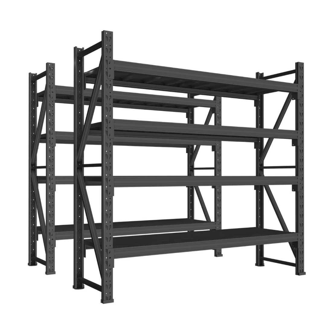 Estante Repisa Metalico 200x200x60cm 800kg 4 Divisiones Color Negro