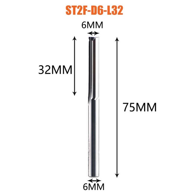 FRESA DE 2 FILOS RECTA DE 6MM DE DIAM. Y 32MM DE LARGO DREANIQUE ST2F-D6.0-L32
