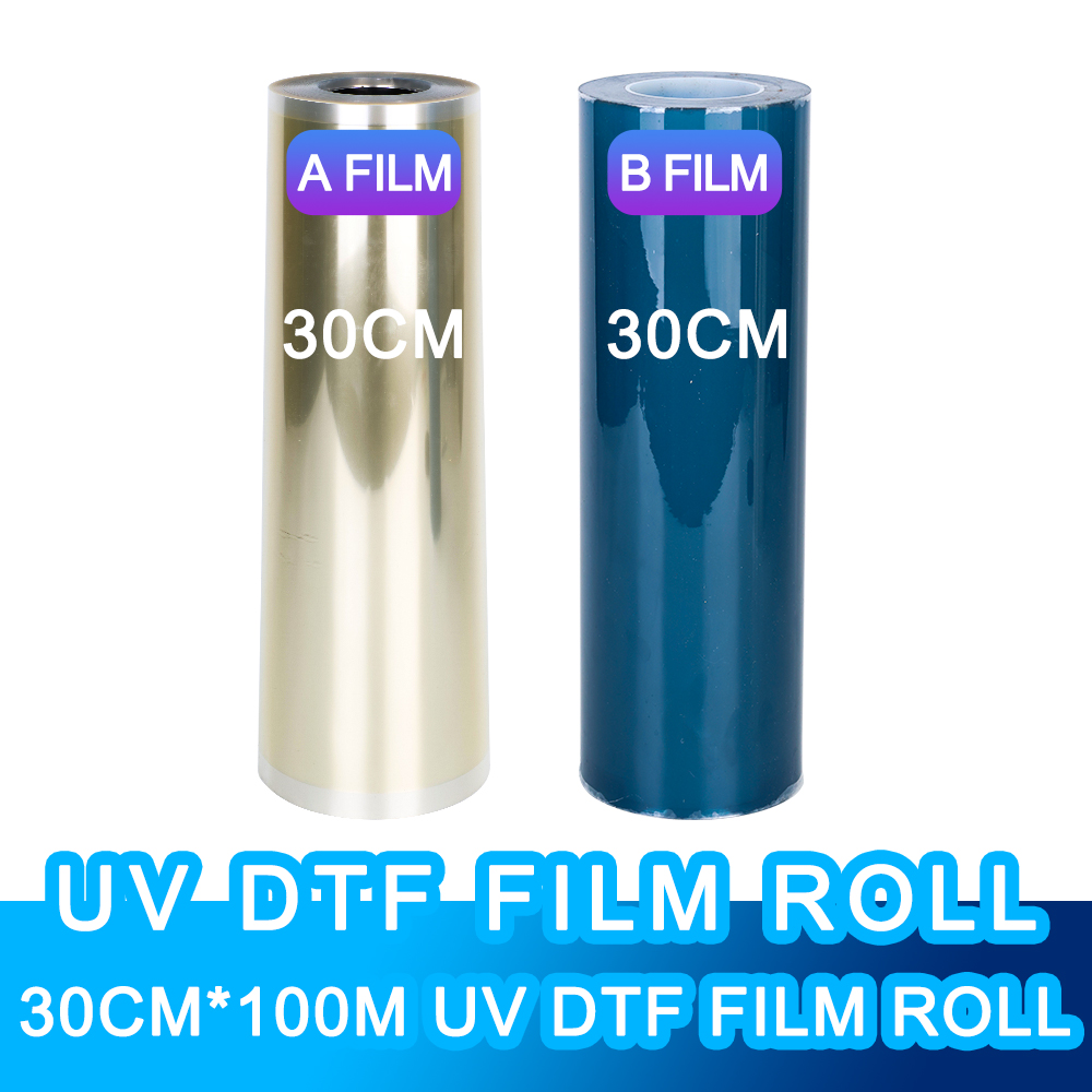 FILM DTF UV 30 CMS DE ANCHO KIT A Y B 100 MTS DE LARGO
