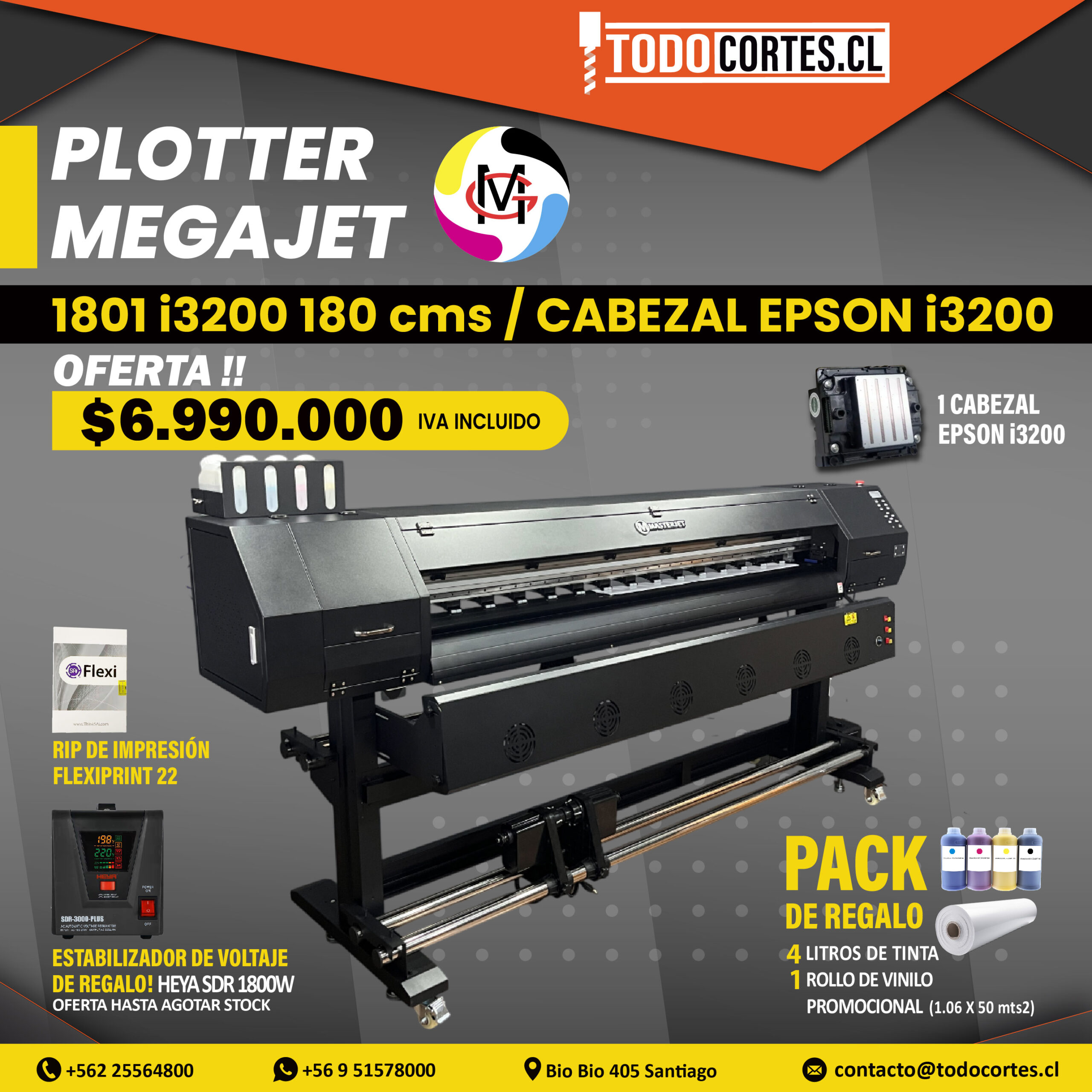 PLOTTER DE IMPRESION MASTERJET 1801i3200 180CMS CABEZAL EPSON i3200