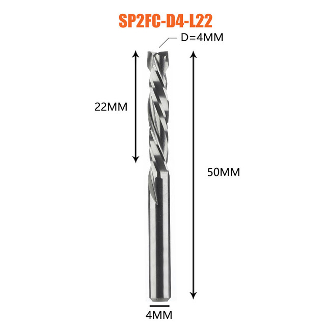 FRESA DE 2 FILOS DE COMPRESION DE 4MM DE DIAM. Y 22MM DE LARGO DREANIQUE SP2FC-D4.0-L22