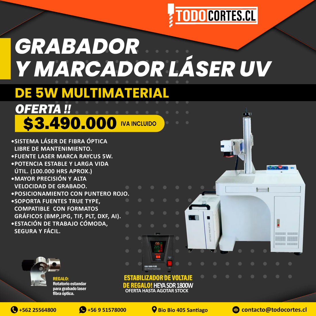 GRABADOR Y MARCADOR LASER UV DE 5W MULTIMATERIAL